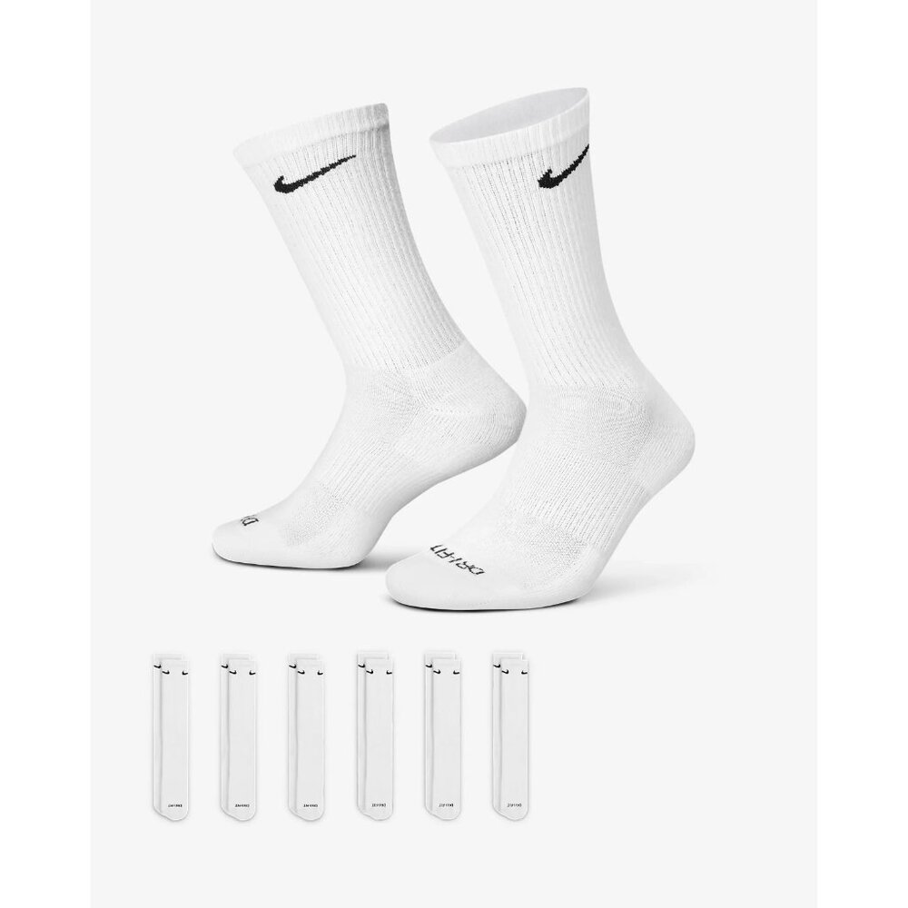New Nike Dri-Fit Everyday Cushioned Crew Socks – White – XL (Mens 12-15)